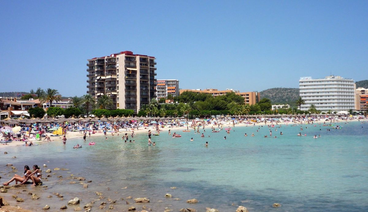 Magaluf beach packed with tourists